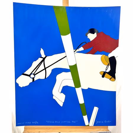 "Grand Prix Jumping 1985" Serigrafi av Franco Costa. AP 20/32. 66x78cm