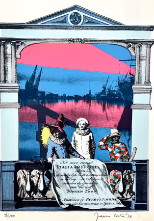 "Italiaan Stoneel" Litografi av Franco Costa. Nr 28/110. 38x53 cm