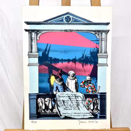"Italiaan Stoneel" Litografi av Franco Costa. Nr 28/110. 38x53 cm
