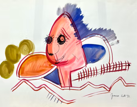 "Ingen titel" Akvarell av Franco Costa. 70x50 cm