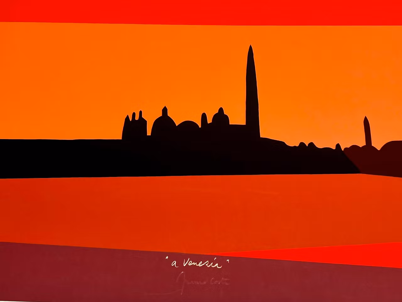 "a Venedia" Serigrafi av Franco Costa. nr 99/150. 100x70 cm