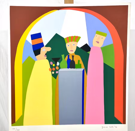 "Festicciola" Litografi av Franco Costa. ´76. XIX/XXX. 50x70 cm