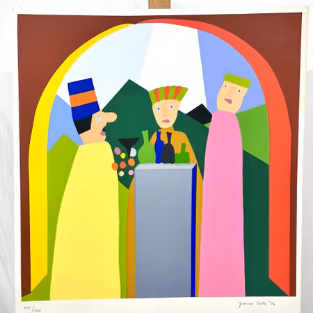 "Festicciola" Litografi av Franco Costa. ÂŽ76. XIX/XXX. 50x70 cm