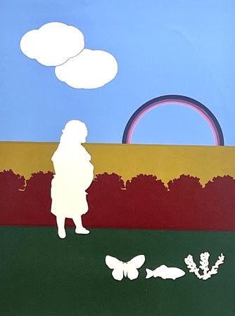 "Ingen titel" Litografi av Milvia Maglione. 57x76 cm
