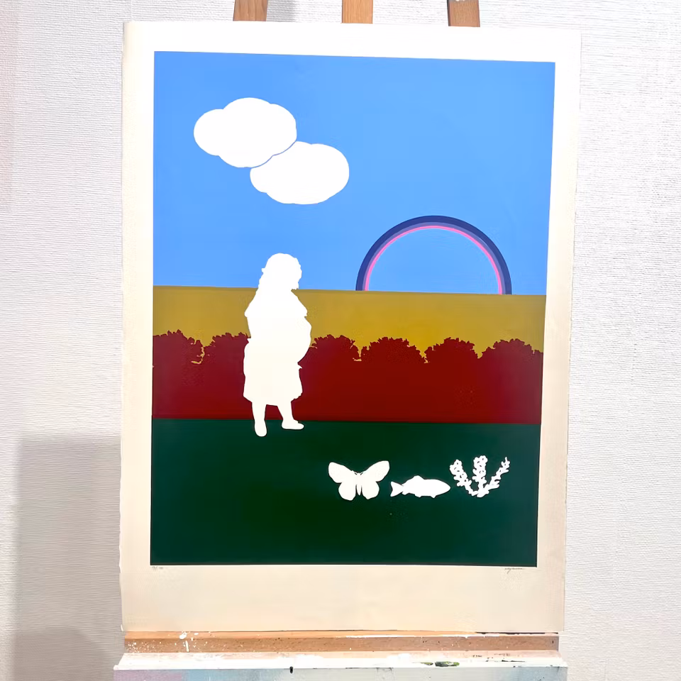 "Ingen titel" Litografi av Milvia Maglione. 57x76 cm