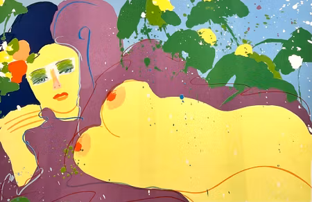 Walasse Ting, "My tits smell like peach", litografi signerad, numrerad, . 75x55cm