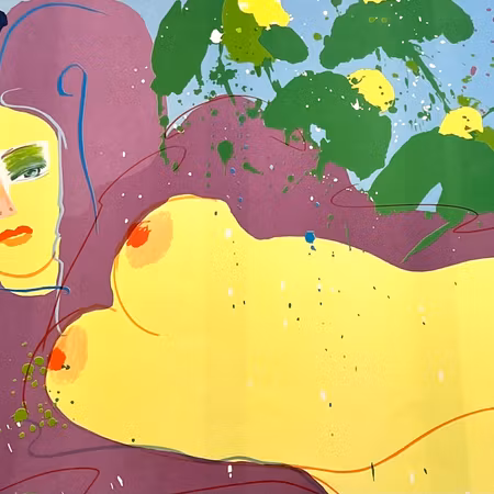 Walasse Ting, "My tits smell like peach", litografi signerad, numrerad, . 75x55cm