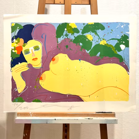 Walasse Ting, "My tits smell like peach", litografi signerad, numrerad, . 75x55cm