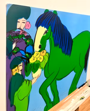 “Green Horse” – litografi av Walasse Ting (142/200)