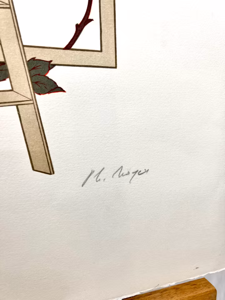 Philippe Henri Noyer, "Girl with cat" litografi. Signerad, numrerad 163/180. 64x89 cm