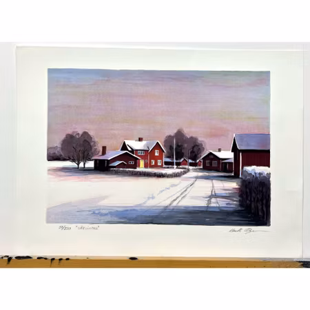 Kenth Olsson, "Vårvinter", litografi. Signerad, numrerad 50/230. 44x32 cm