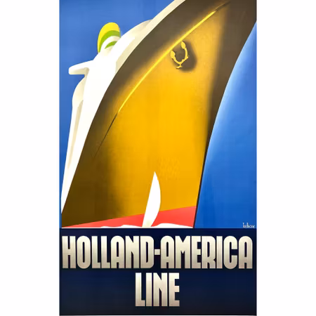 Willem Ten Broek, "Holland America Line" Grafisk affisch. Daterad 1982. 59,5x92 cm