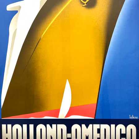 Willem Ten Broek, "Holland America Line" Grafisk affisch. Daterad 1982. 59,5x92 cm