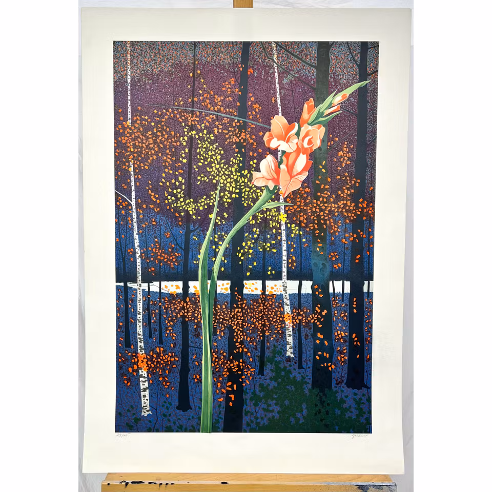 Rolland Golden, litografi/collage. Signerad, numrerad 29/65. 63x90 cm