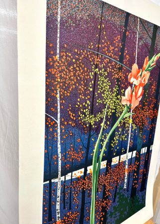 Rolland Golden, litografi/collage. Signerad, numrerad 29/65. 63x90 cm