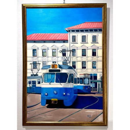 "Ett minne blått" Olja på linneduk av Elin Östberg. 120x80 cm