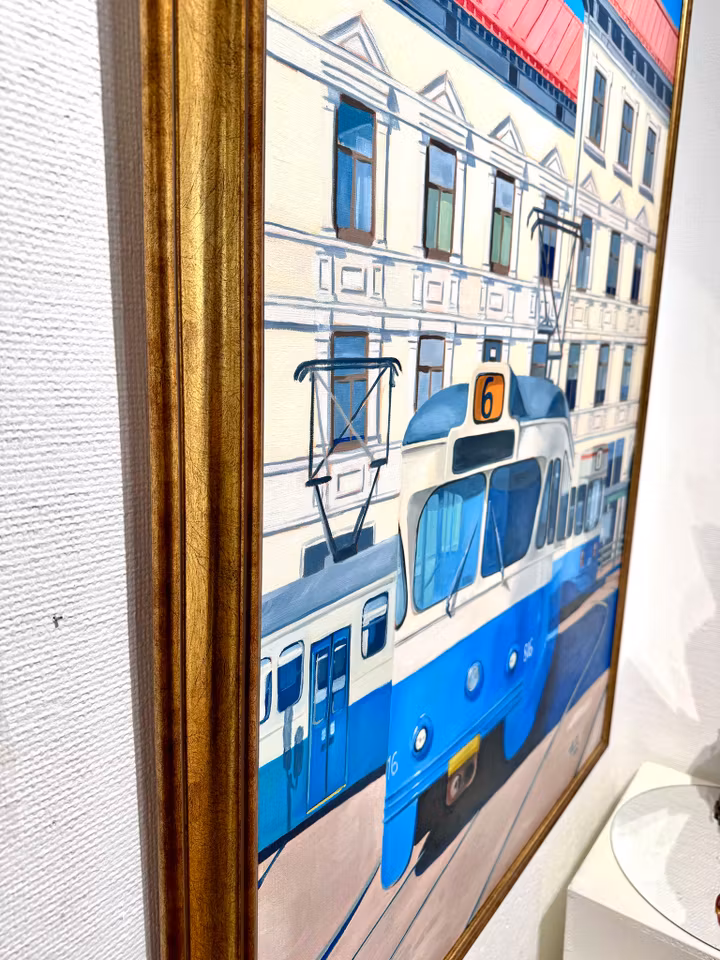 "Ett minne blått" Olja på linneduk av Elin Östberg. 120x80 cm