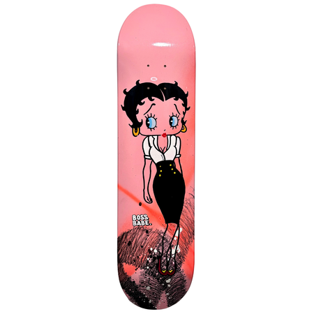 "Bossbabe Peach" Blandteknik på skateboard av Mike Blomqvist, 20x80 cm