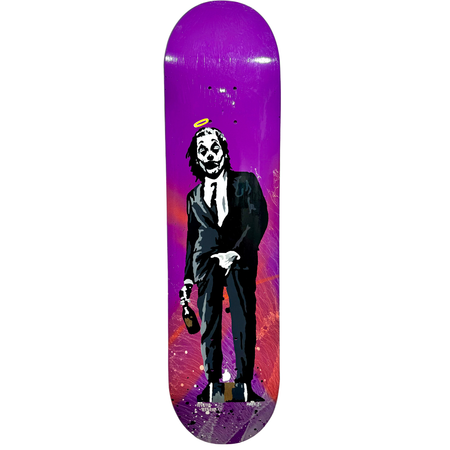"Joker" Blandteknik på skateboard av Mike Blomqvist, 20x80 cm