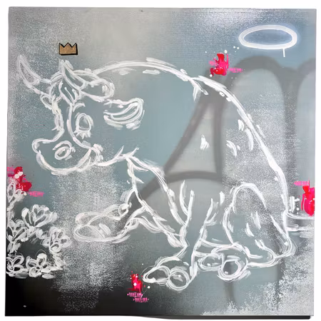 "Inner Peace" Blandteknik på duk av Mike Blomqvist, 80x80 cm