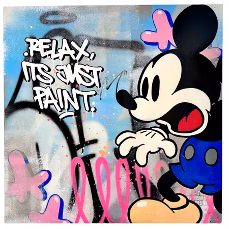 "Relax" Blandteknik på duk av Mike Blomqvist, 80x80 cm