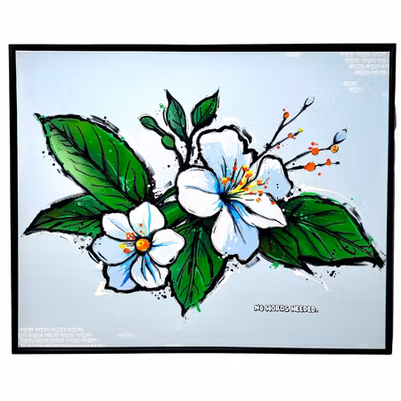 "No words needed" Blandteknik på duk av Mike Blomqvist, 102x82 cm