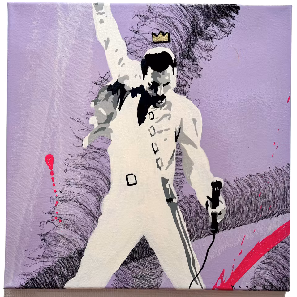 "Purple" Blandteknik på duk av Mike Blomqvist, 40x40 cm