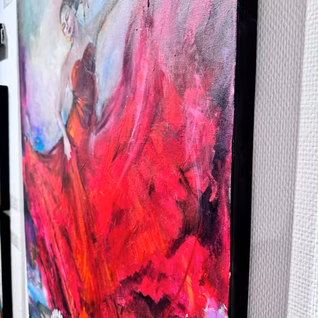 "Among water lilies" Akryl på duk av Anna-Lena Johansson. 70x100 cm