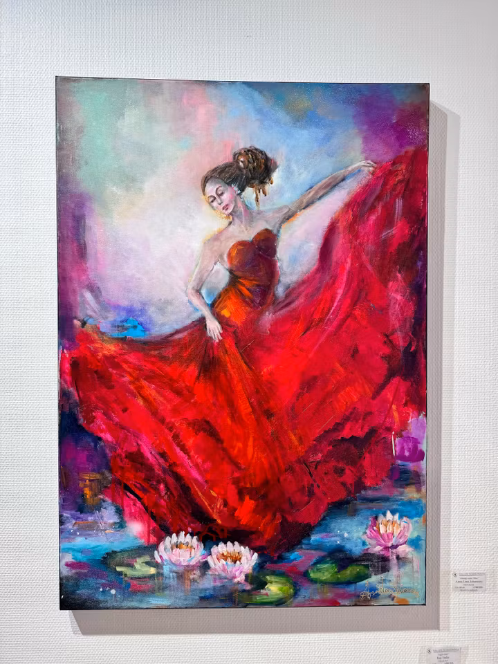 "Among water lilies" Akryl på duk av Anna-Lena Johansson. 70x100 cm
