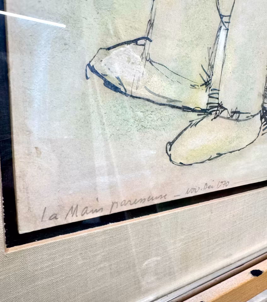 "La main Paresseuse" Pastell av André Francois. - 1970. 32,5x50 cm / 47,5x65 cm