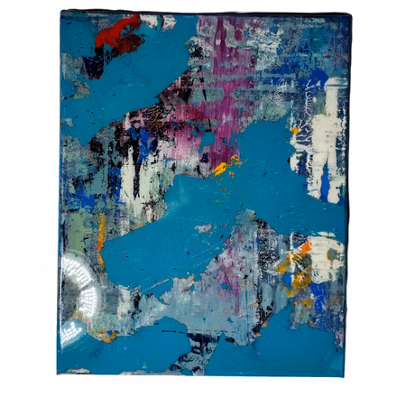"Border on Cyan" Alberto Ramirez LEG & Jochen Vrba. Mixed media 40x50cm