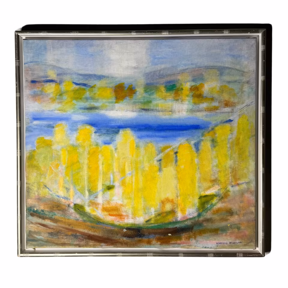 "Sjön" Olja på duk av Berthold Adolfsson. 70x64 cm.