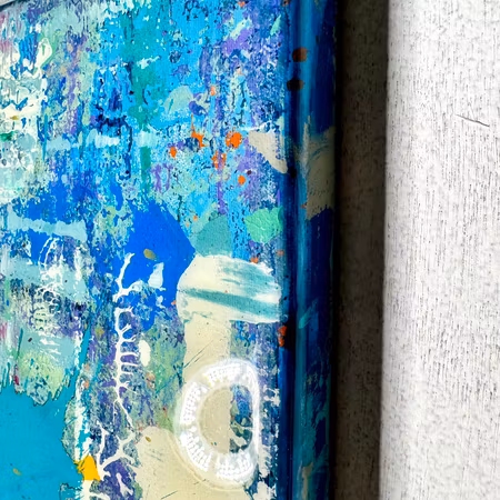 "Border on Cyan" Alberto Ramirez LEG & Jochen Vrba. Mixed media 40x50cm