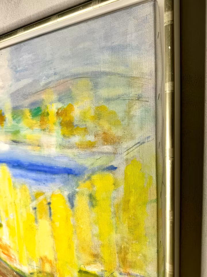 "Sjön" Olja på duk av Berthold Adolfsson. 70x64 cm.