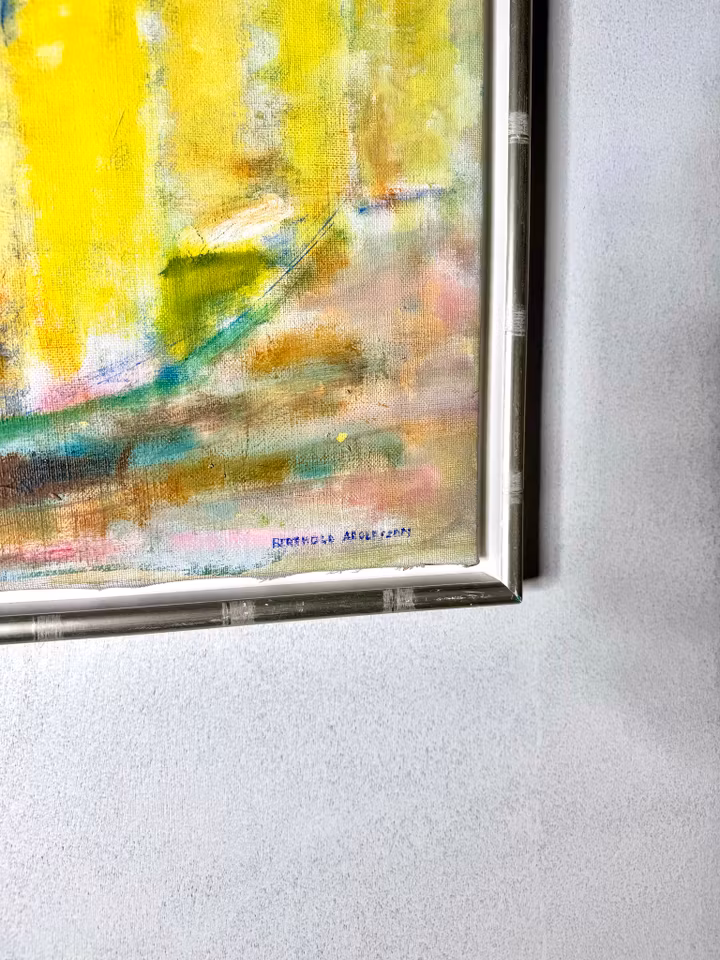 "Sjön" Olja på duk av Berthold Adolfsson. 70x64 cm.