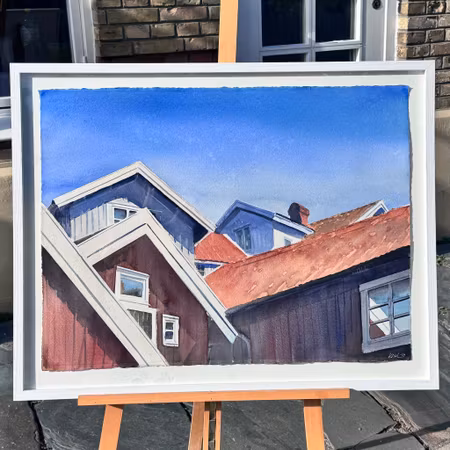 "Husgavlar", akvarell av Kalle Nilsson, 76x56 cm