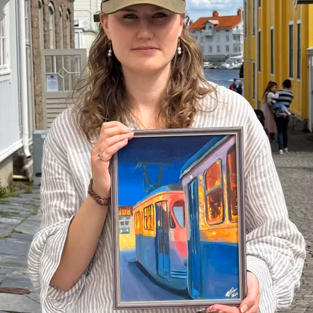 "Reflektion" - Olja på pannå av Elin Östberg, 24x33 cm