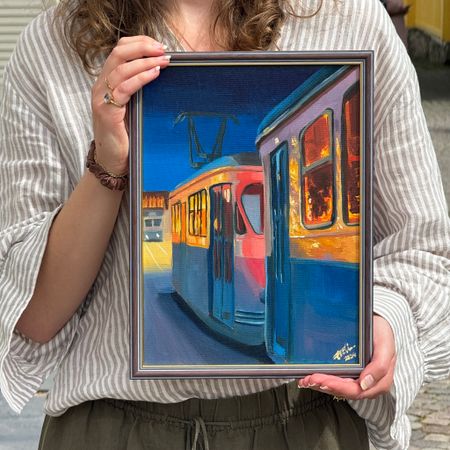 "Reflektion" - Olja på pannå av Elin Östberg, 24x33 cm