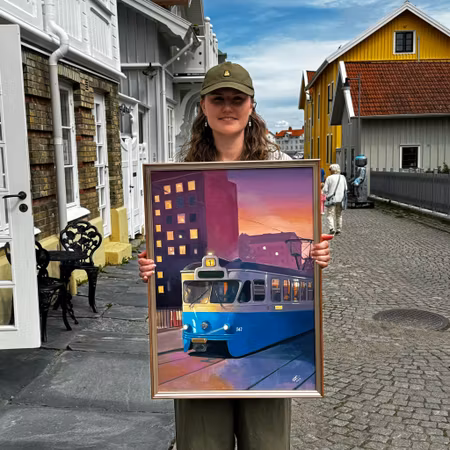 "Komplement" - Olja på linneduk av Elin Östberg, 50x70 cm