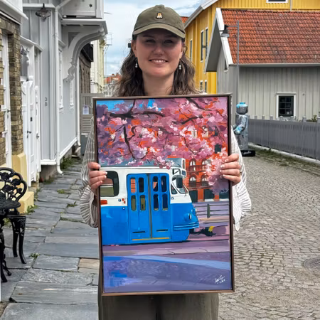 "Förbi" - Olja på linneduk av Elin Östberg, 40x60 cm