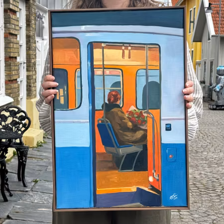 "Dröm eller längtan" - Olja på linneduk av Elin Östberg, 40x60 cm