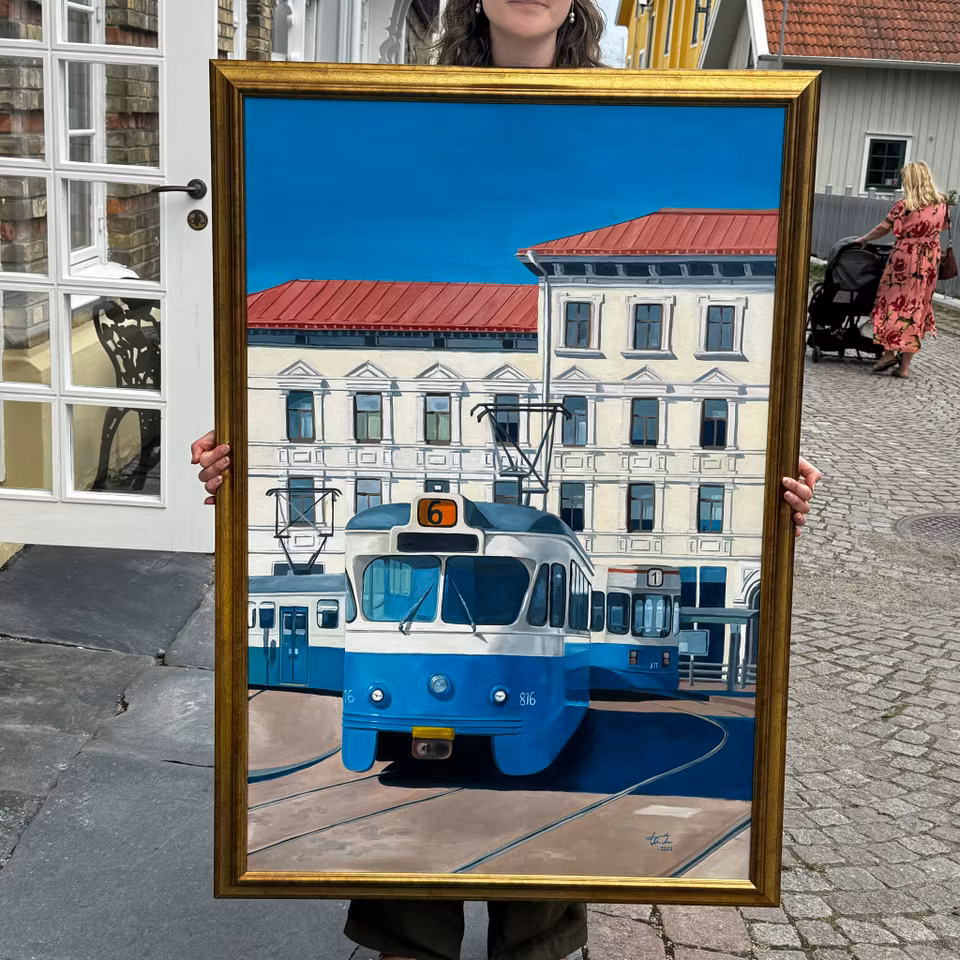 "Ett minne blått" Olja på linneduk av Elin Östberg. 120x80 cm