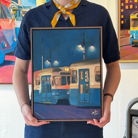 "Två stjärnor" - Olja på linneduk av Elin Östberg, 30x40 cm