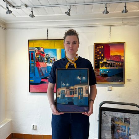 "Två stjärnor" - Olja på linneduk av Elin Östberg, 30x40 cm