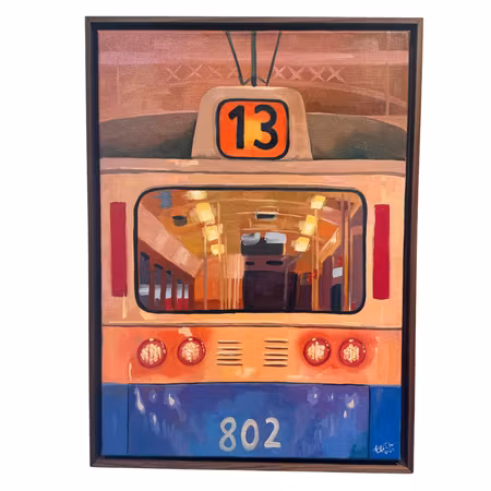 "Linje 13" Olja på linneduk av Elin Östberg. 54x74 cm
