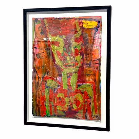 "Ingen titel" Akryl av Mauritz Karström. 45x62 cm. Ram 54x74 cm