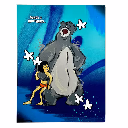 "Jungle Brothers" Blandteknik på duk av Mike Blomqvist. 80x60 cm