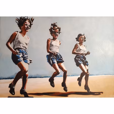 Jumping to conclusions - akryl på pannå av Hanna Herder 50x70 cm