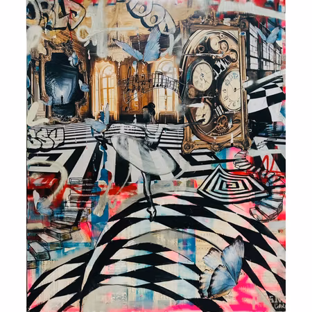 En reva i tiden no 1 - blandteknik på duk av Diana Wahlborg 120x100 cm