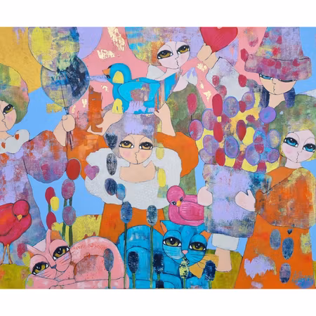 The microphone poet - akryl på duk av Hanna Ekegren 120x100 cm